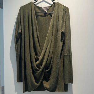 Olive Green Drape Front Sweater